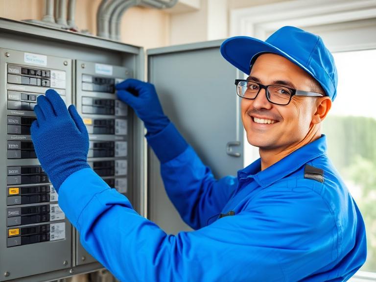 A&E Electric technician working at a residential electrical panel