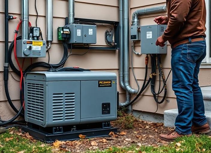 Generator connection being installed at a residential property