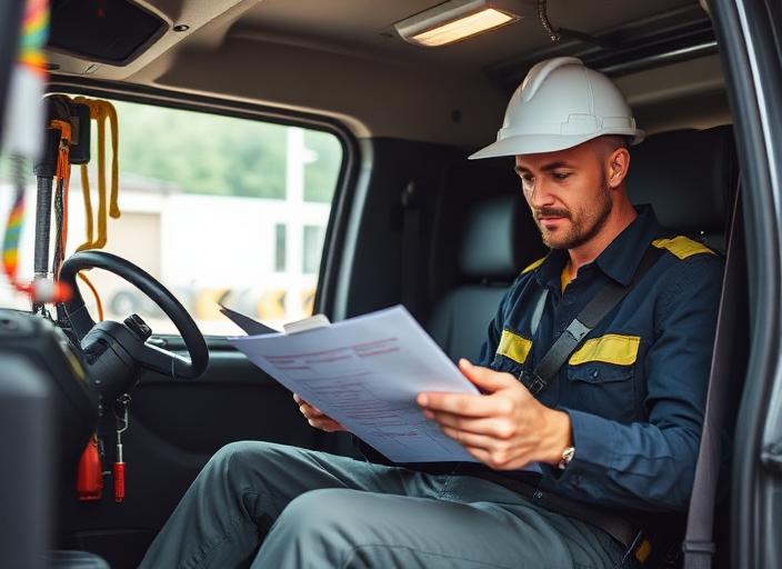 Electrician reviewing service notes